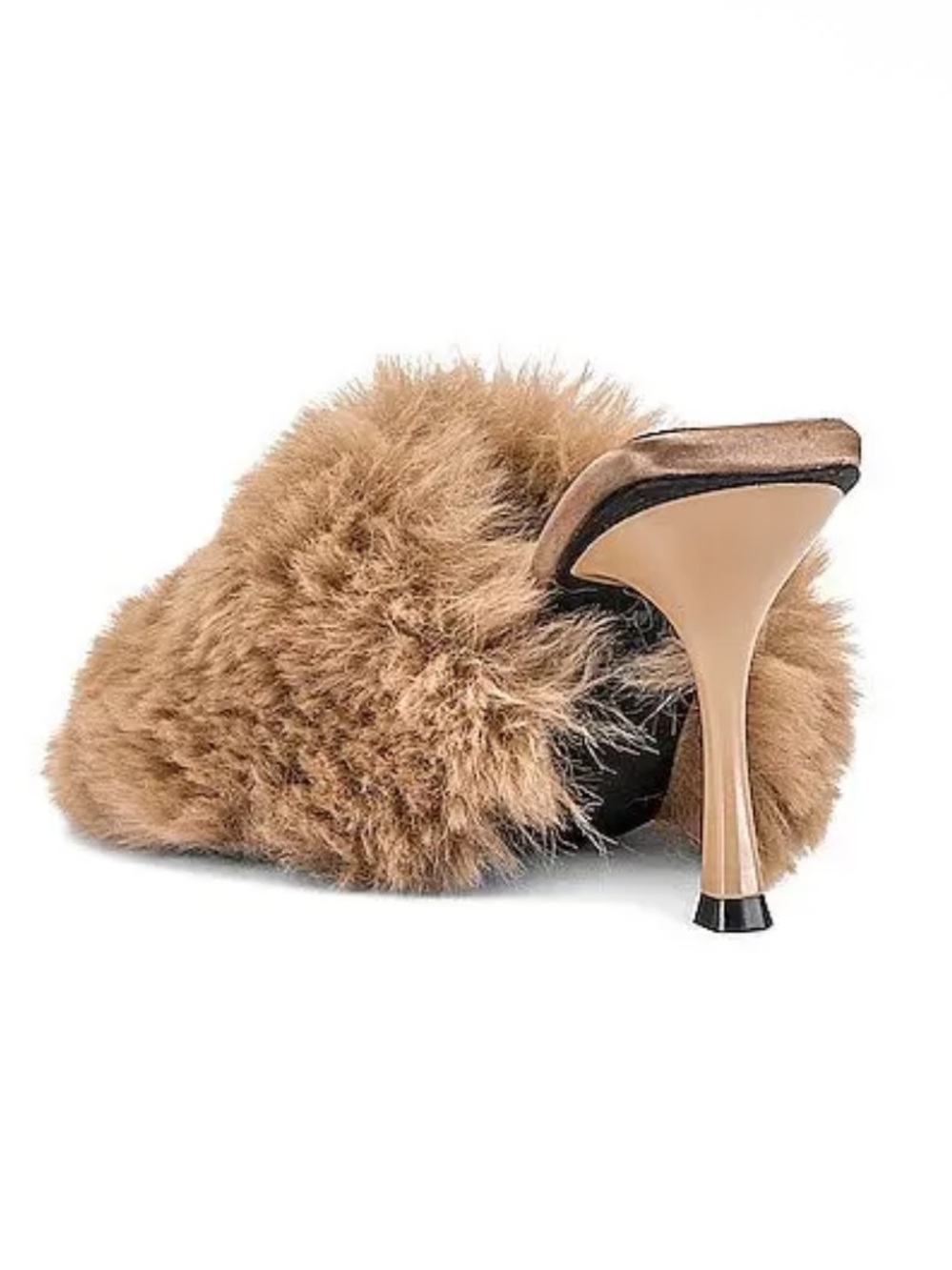 Jeffrey Campbell Binx-F Fur Fuzzy Slip on Mule Heels in Beige Tan Combo Size 8 - Picture 3 of 11